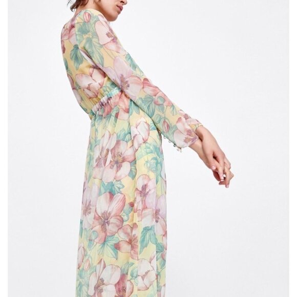 Zara Floral Lily Sheer Longline Kimono Duster w/Pockets Size S Western Cowgirl - Picture 7 of 7